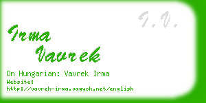 irma vavrek business card